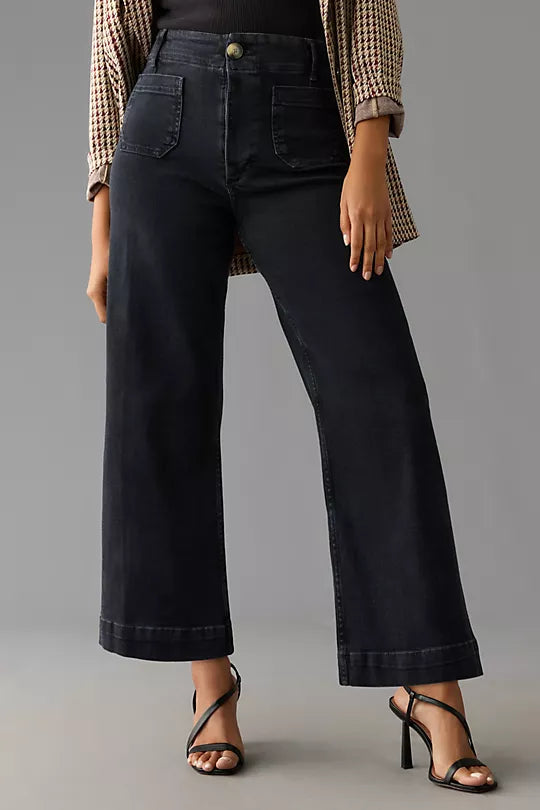 Tummy Control Cropped Wide-Leg Jeans