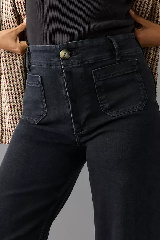 Tummy Control Cropped Wide-Leg Jeans