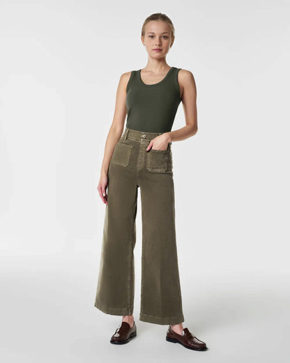 Tummy Control Cropped Wide-Leg Jeans