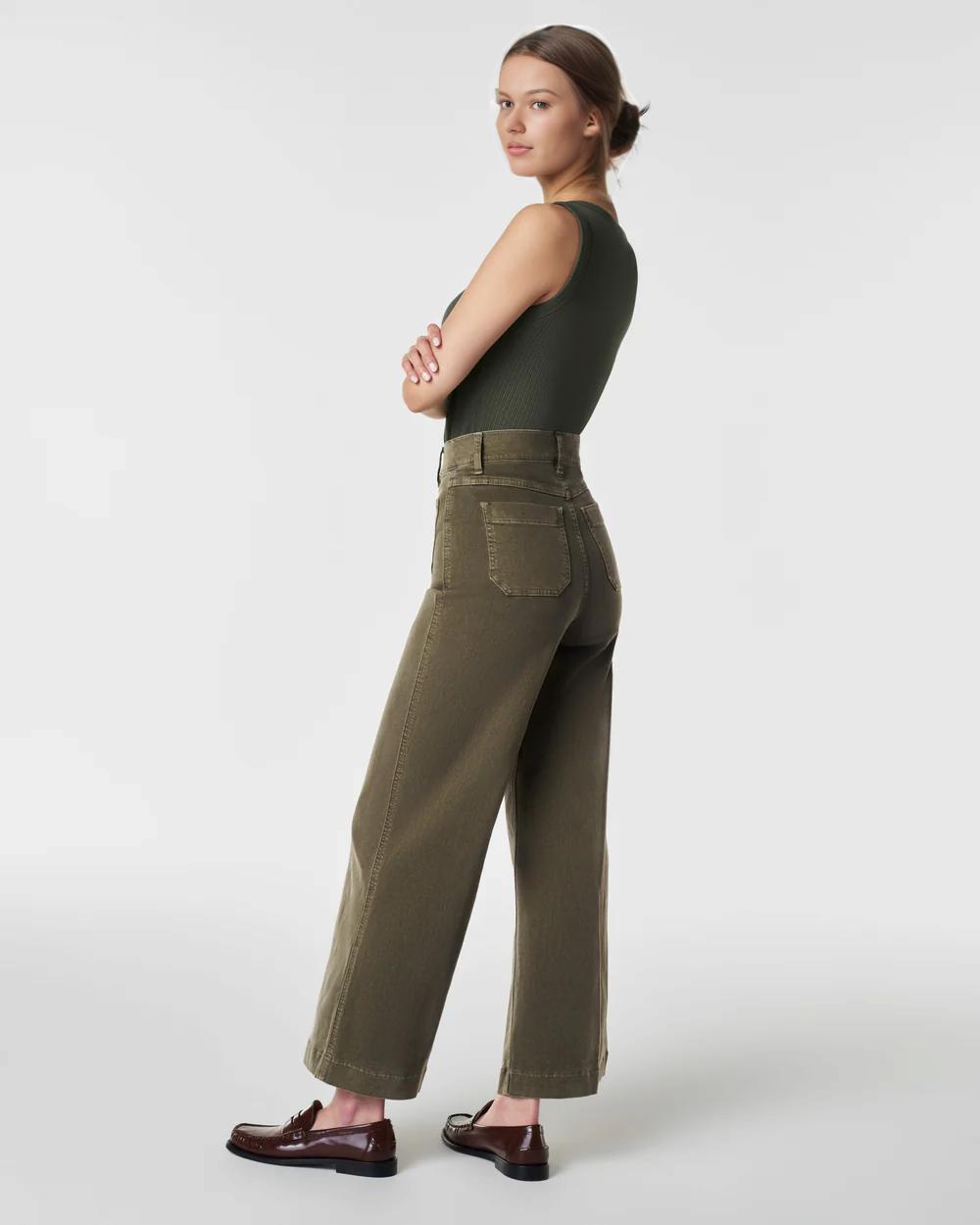 Tummy Control Cropped Wide-Leg Jeans