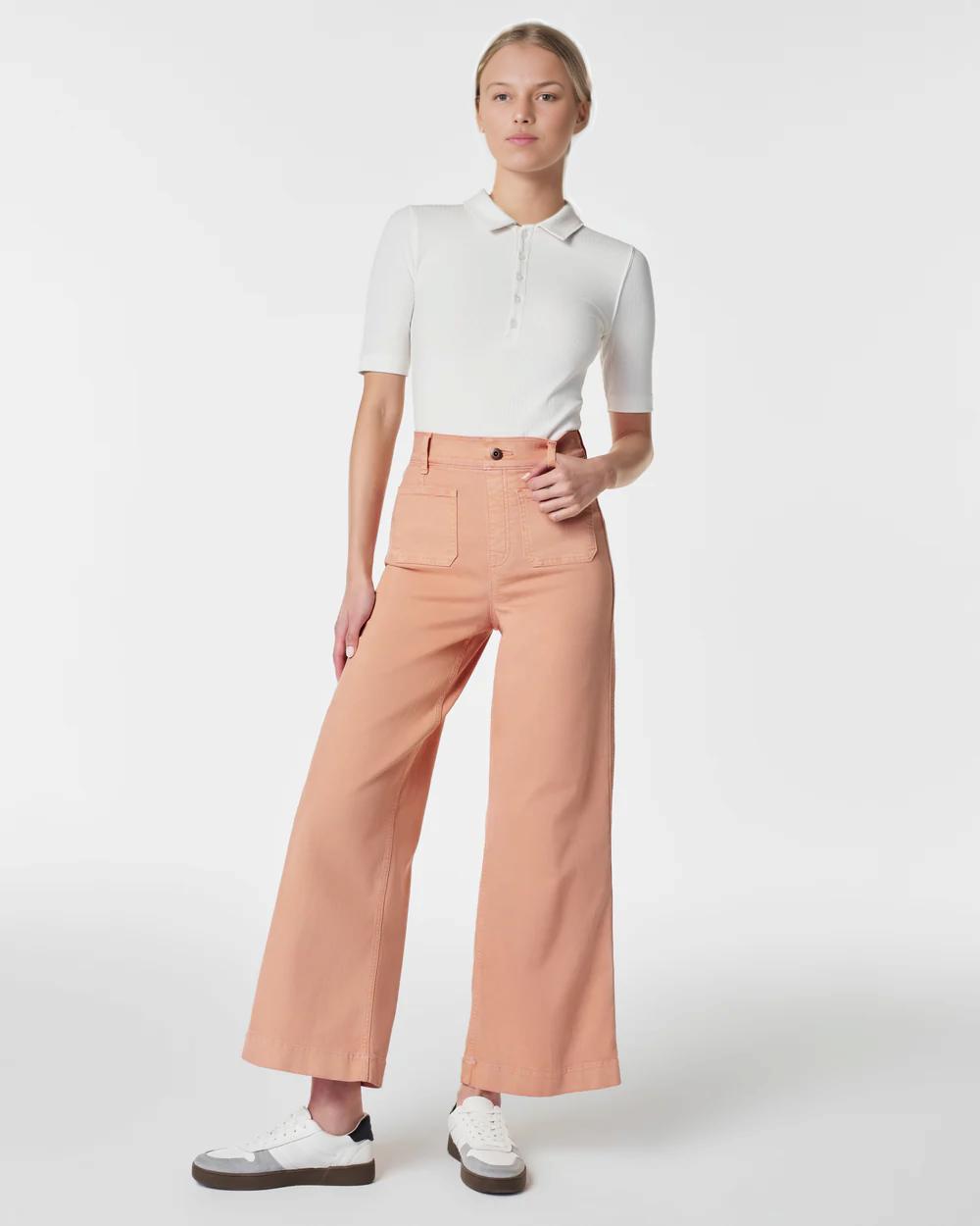 Tummy Control Cropped Wide-Leg Jeans