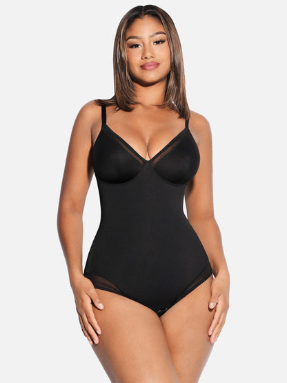 Feelingirl V Neck Tummy Control Thong Bodysuit