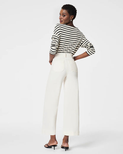 Tummy Control Cropped Wide-Leg Jeans