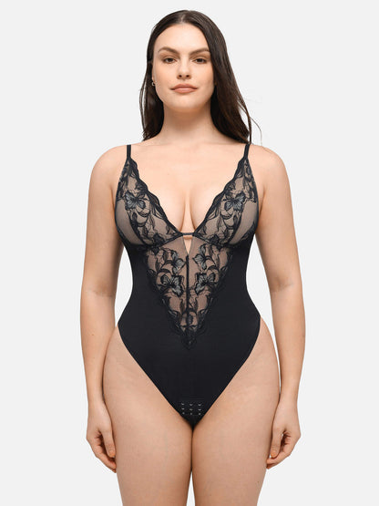 Feelingirl Sculpting Lace Shapewear Thong Bodysuit