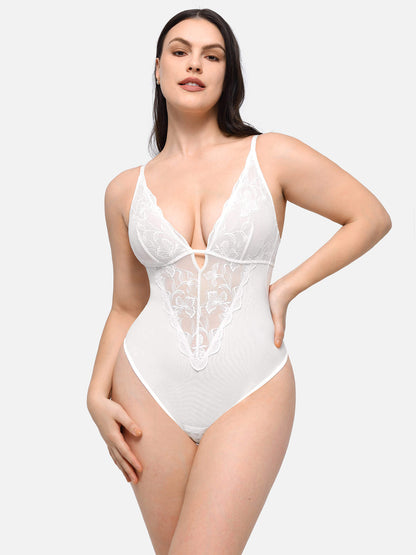 Feelingirl Sculpting Lace Shapewear Thong Bodysuit