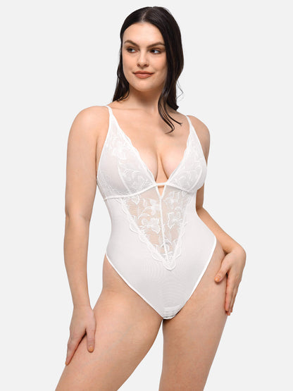 Feelingirl Sculpting Lace Shapewear Thong Bodysuit