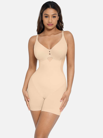 Feelingirl V Neck Tummy Control Thong Bodysuit