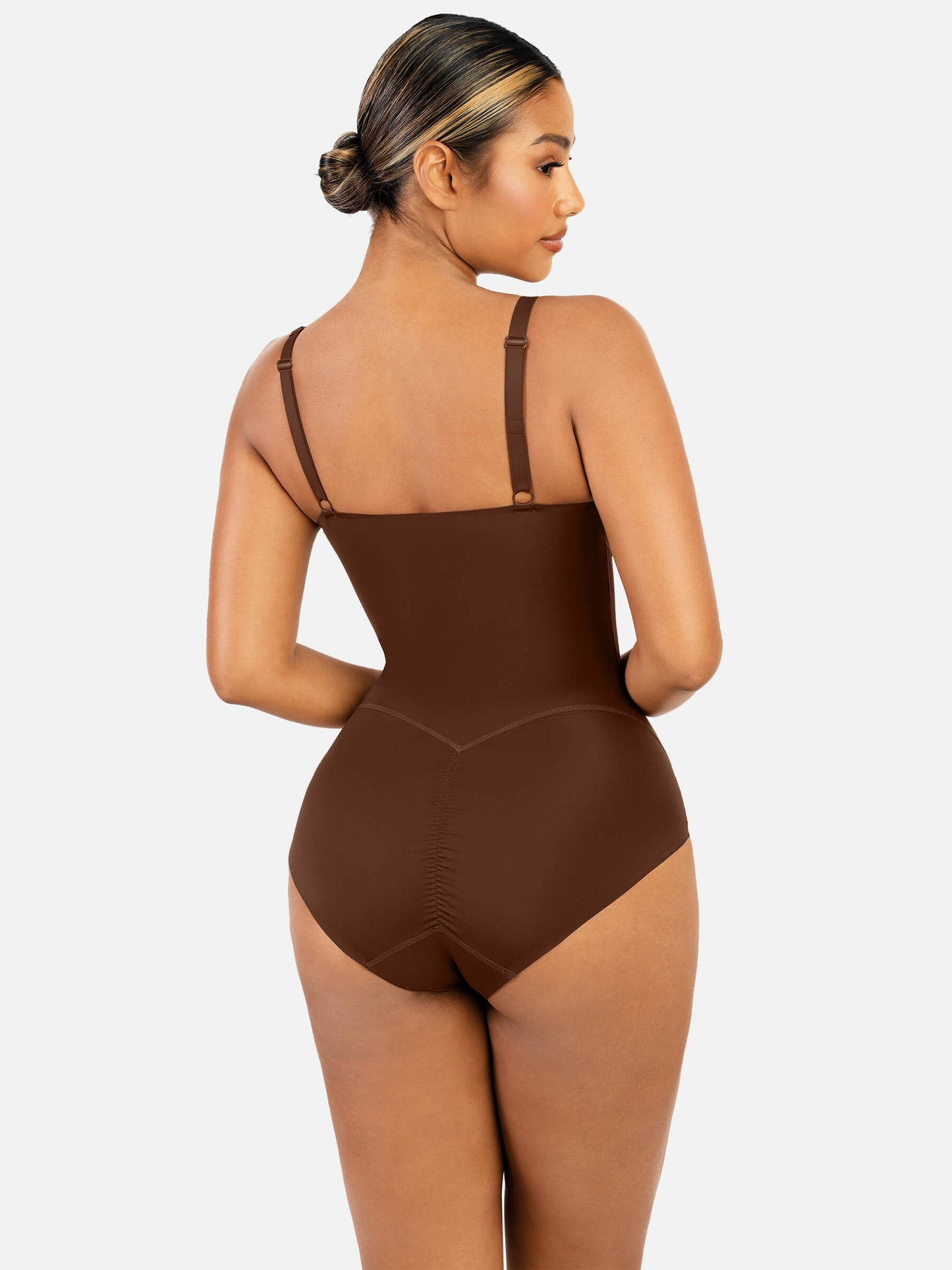 Feelingirl V Neck Tummy Control Thong Bodysuit