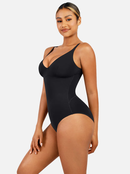 Feelingirl V Neck Tummy Control Thong Bodysuit