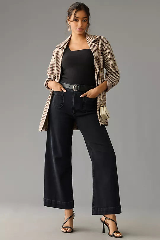 Tummy Control Cropped Wide-Leg Jeans