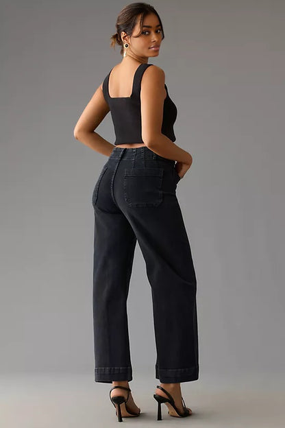 Tummy Control Cropped Wide-Leg Jeans