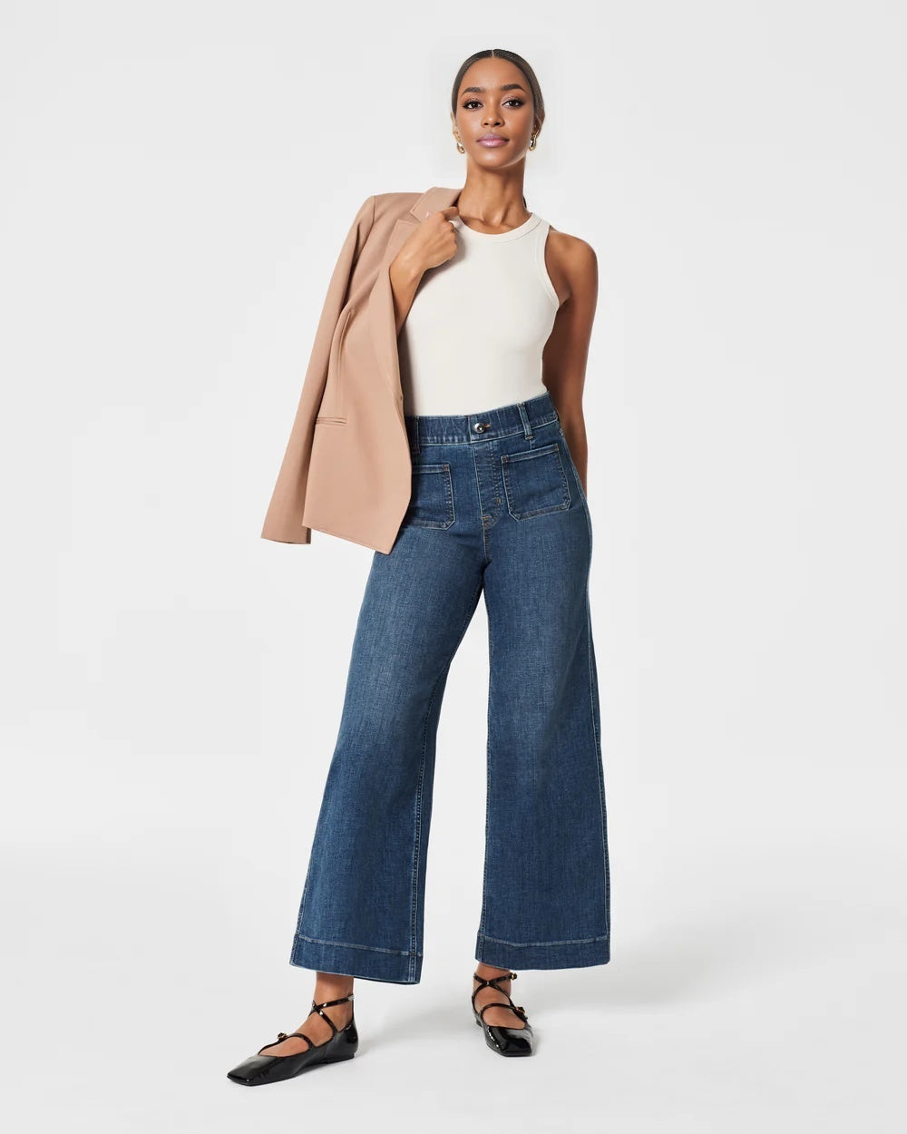 Tummy Control Cropped Wide-Leg Jeans