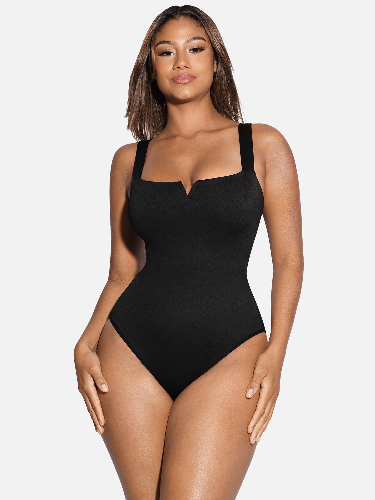 Feelingirl V Neck Tummy Control Thong Bodysuit