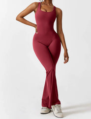 V-Back Flared Jumpsuit