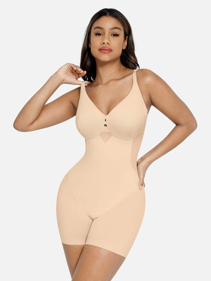 Feelingirl V Neck Tummy Control Thong Bodysuit