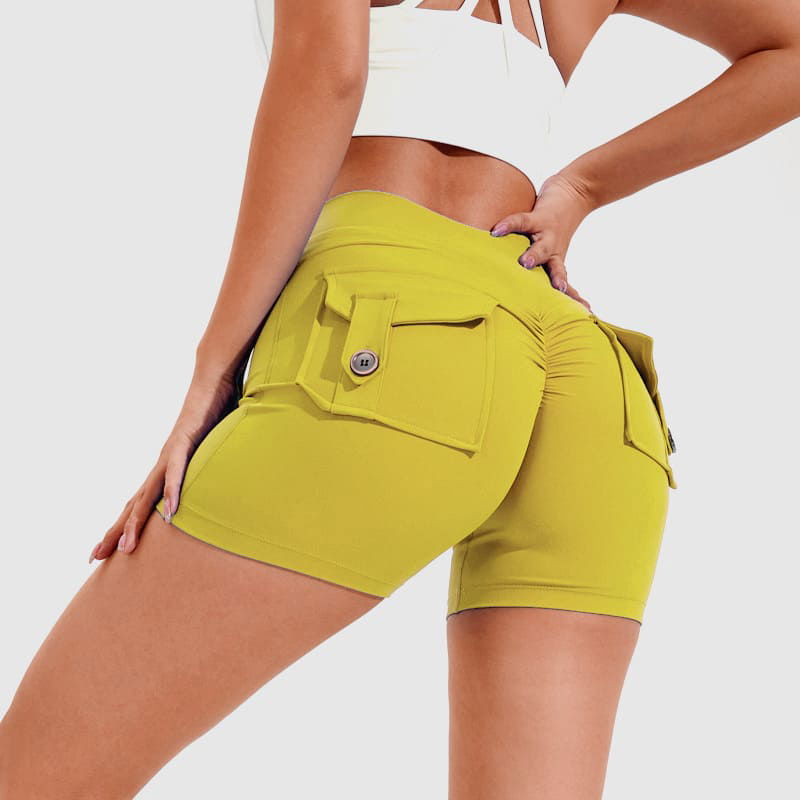 YOGENE High Waist Hip Lifting Shorts with Pockets