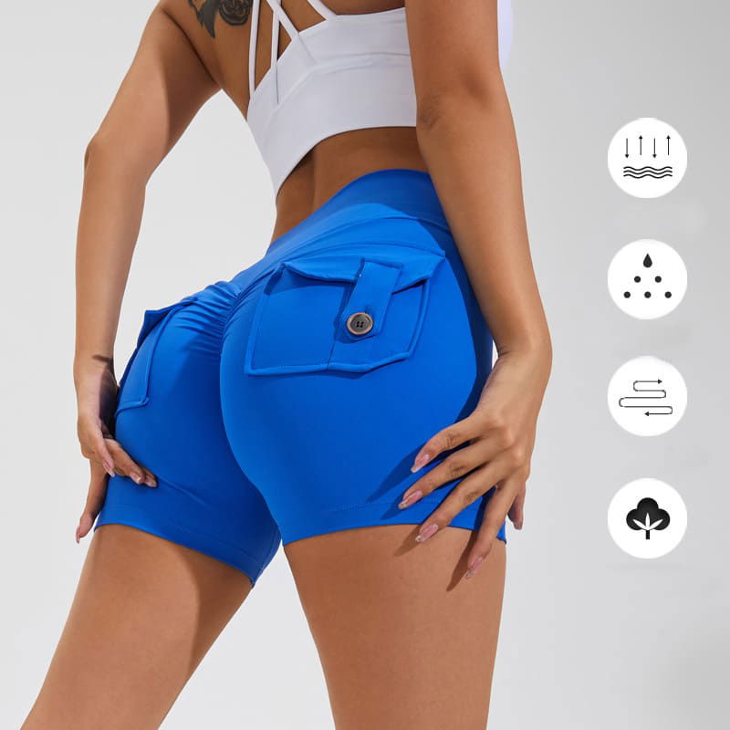 YOGENE High Waist Hip Lifting Shorts with Pockets