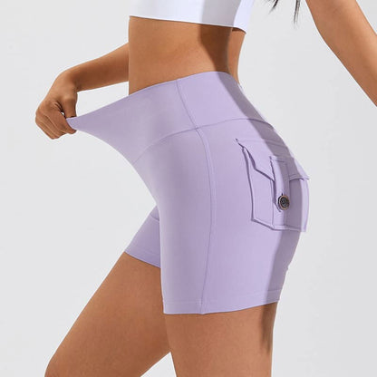 YOGENE High Waist Hip Lifting Shorts with Pockets