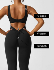 V-Back Flared Jumpsuit