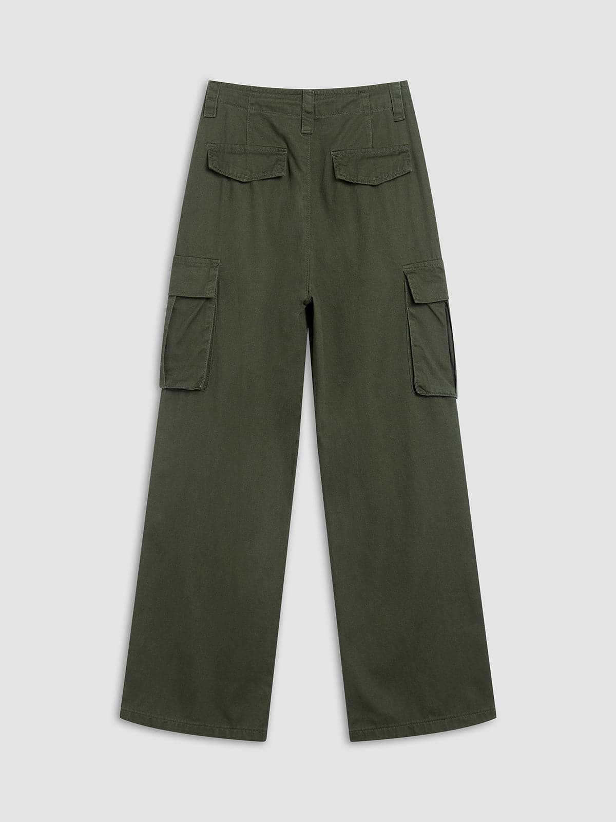 Solid Drawstring Cargo Parachute Straight Leg Pants