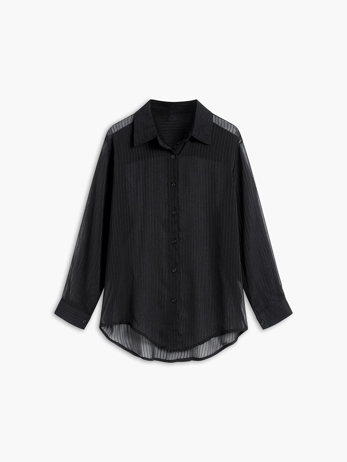 Oversized Mesh Pinstripe Shirt