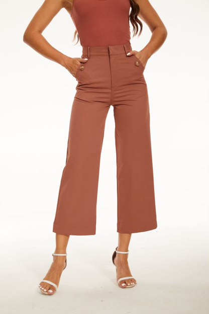 Stretch Twill Cropped Wide Leg Pant